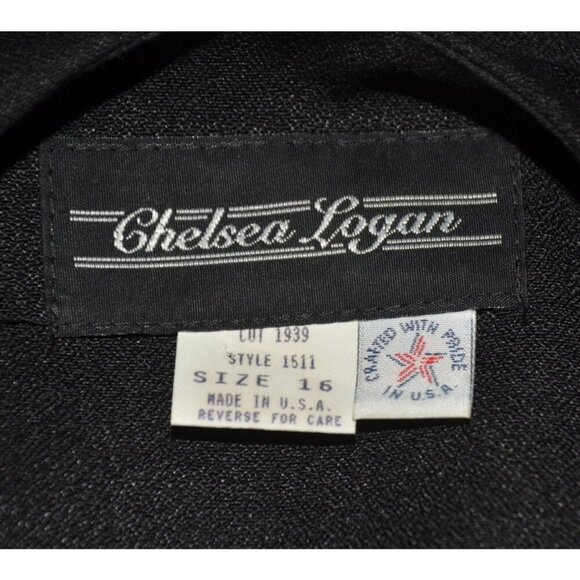 Vintage 2 Piece Black Suit Jacket & Skirt Pearl Button Size 16 Classy Old Money - Picture 11 of 13